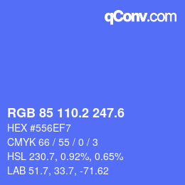 カラーコード: RGB 85 110.2 247.6 | qconv.com