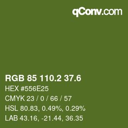 カラーコード: RGB 85 110.2 37.6 | qconv.com