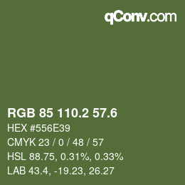 カラーコード: RGB 85 110.2 57.6 | qconv.com