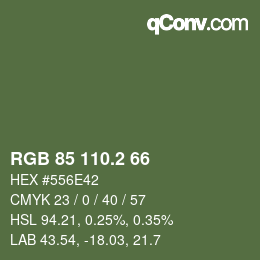 カラーコード: RGB 85 110.2 66 | qconv.com