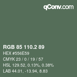 カラーコード: RGB 85 110.2 89 | qconv.com