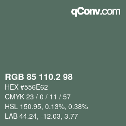 カラーコード: RGB 85 110.2 98 | qconv.com