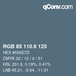カラーコード: RGB 85 110.6 125 | qconv.com