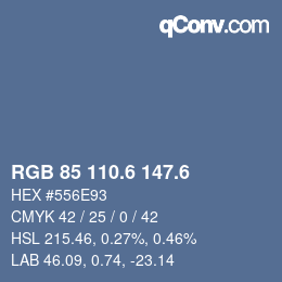 カラーコード: RGB 85 110.6 147.6 | qconv.com