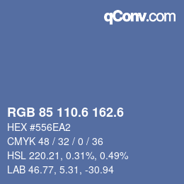 カラーコード: RGB 85 110.6 162.6 | qconv.com
