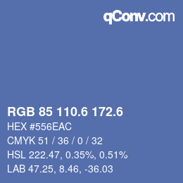 カラーコード: RGB 85 110.6 172.6 | qconv.com
