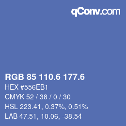 カラーコード: RGB 85 110.6 177.6 | qconv.com
