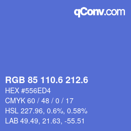 カラーコード: RGB 85 110.6 212.6 | qconv.com