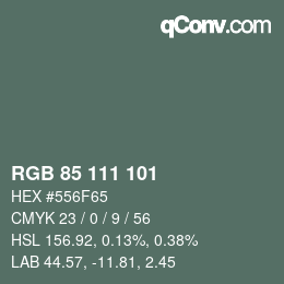 カラーコード: RGB 85 111 101 | qconv.com