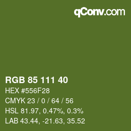 Color code: RGB 85 111 40 | qconv.com