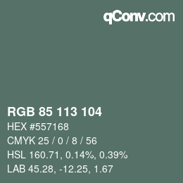 Color code: RGB 85 113 104 | qconv.com