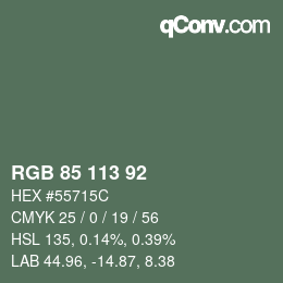 Color code: RGB 85 113 92 | qconv.com