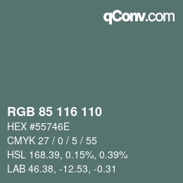 カラーコード: RGB 85 116 110 | qconv.com