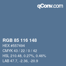 カラーコード: RGB 85 116 148 | qconv.com
