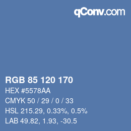 颜色代码: RGB 85 120 170 | qconv.com