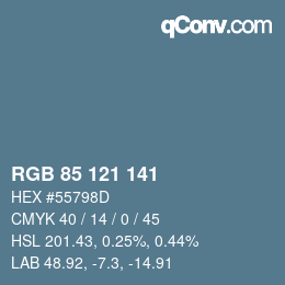 颜色代码: RGB 85 121 141 | qconv.com