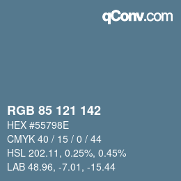 Color code: RGB 85 121 142 | qconv.com