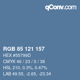 Color code: RGB 85 121 157 | qconv.com