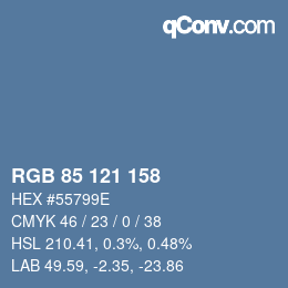 Color code: RGB 85 121 158 | qconv.com