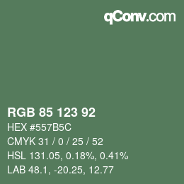 Color code: RGB 85 123 92 | qconv.com