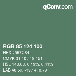 Código de color: RGB 85 124 100 | qconv.com