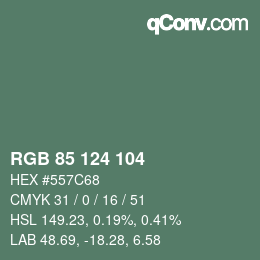 Color code: RGB 85 124 104 | qconv.com