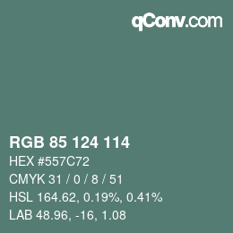 Código de color: RGB 85 124 114 | qconv.com