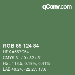 Farbcode: RGB 85 124 84 | qconv.com