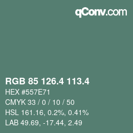 カラーコード: RGB 85 126.4 113.4 | qconv.com