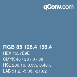 カラーコード: RGB 85 126.4 158.4 | qconv.com