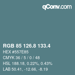 カラーコード: RGB 85 126.8 133.4 | qconv.com