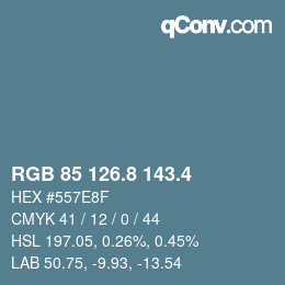 カラーコード: RGB 85 126.8 143.4 | qconv.com