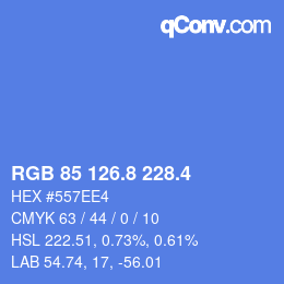 カラーコード: RGB 85 126.8 228.4 | qconv.com