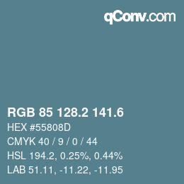 カラーコード: RGB 85 128.2 141.6 | qconv.com