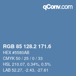 カラーコード: RGB 85 128.2 171.6 | qconv.com