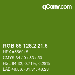 カラーコード: RGB 85 128.2 21.6 | qconv.com