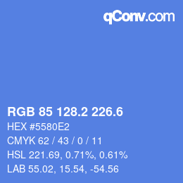 カラーコード: RGB 85 128.2 226.6 | qconv.com
