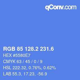 カラーコード: RGB 85 128.2 231.6 | qconv.com