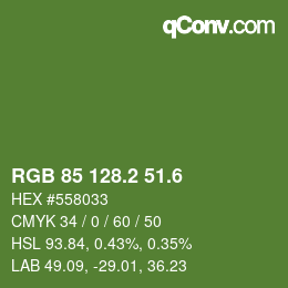 カラーコード: RGB 85 128.2 51.6 | qconv.com