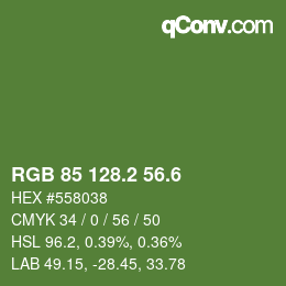カラーコード: RGB 85 128.2 56.6 | qconv.com