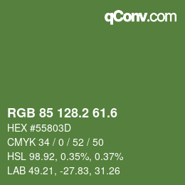 カラーコード: RGB 85 128.2 61.6 | qconv.com