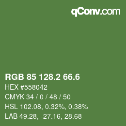 カラーコード: RGB 85 128.2 66.6 | qconv.com