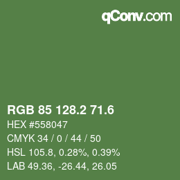 カラーコード: RGB 85 128.2 71.6 | qconv.com