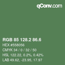 カラーコード: RGB 85 128.2 86.6 | qconv.com
