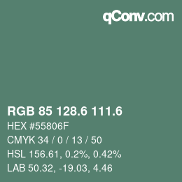 カラーコード: RGB 85 128.6 111.6 | qconv.com