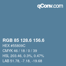 カラーコード: RGB 85 128.6 156.6 | qconv.com