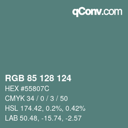 Color code: RGB 85 128 124 | qconv.com