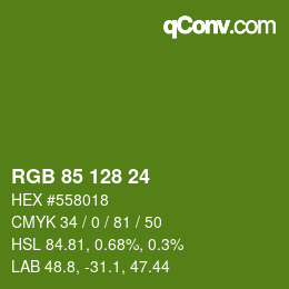 カラーコード: RGB 85 128 24 | qconv.com