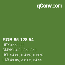 Color code: RGB 85 128 54 | qconv.com