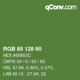 Color code: RGB 85 128 60 | qconv.com